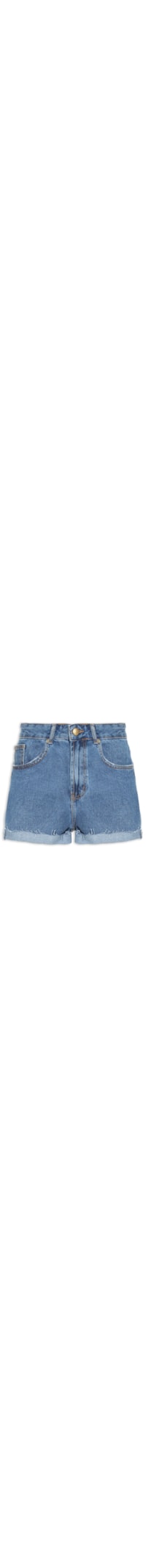 Short Feminino Jeans Baixo Bainha Dobrada - Azul
