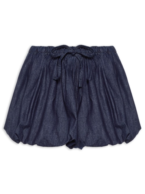 Short Feminino Jeans Balonê Franzido – Azul