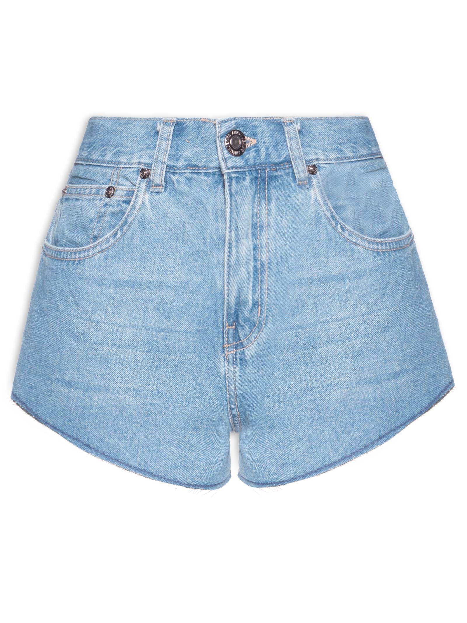 Short Feminino Jeans Bandagem Barra A Fio Azul Animale Jeans