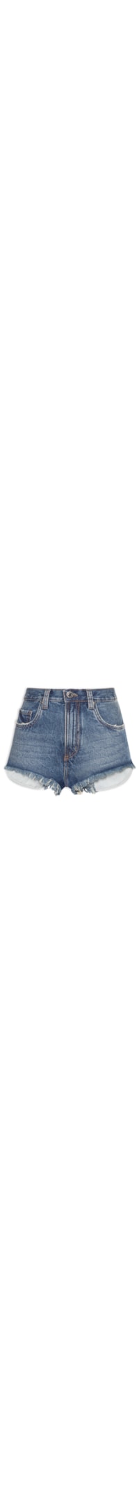 Short Feminino Jeans Bandagem Forro Aparente - Azul