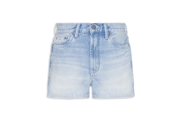 Short Feminino Jeans Basic Escrita Cristais - Azul