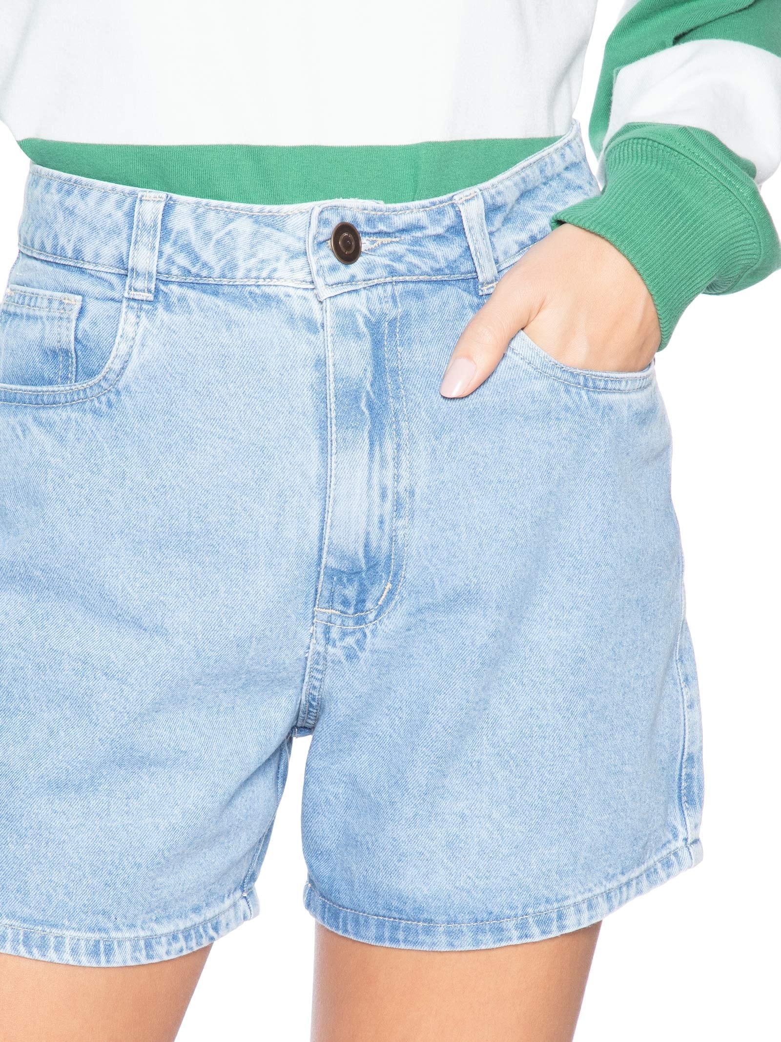 Short Feminino Jeans Básico Azul Basiq