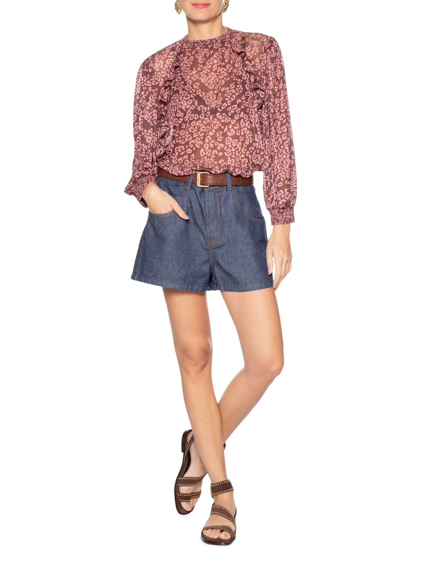 Short Feminino Jeans Básico Escuro Azul Dress To