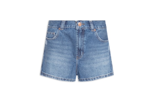 Short Feminino Jeans Bolsos Esmirilhados - Azul