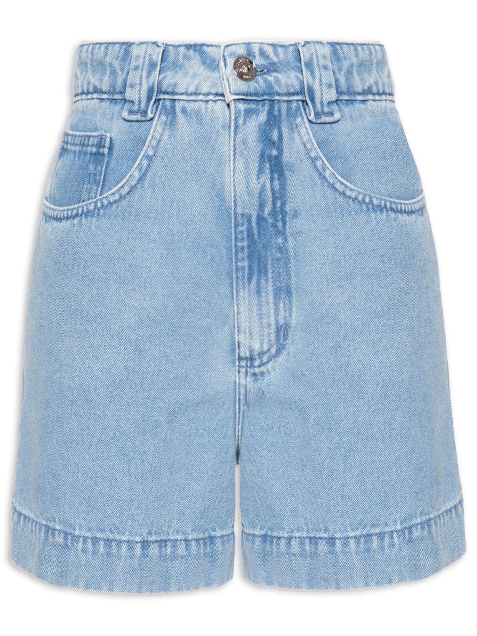 Short Feminino Jeans Bolsos Matelassê Azul Mob