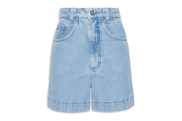 Short Feminino Jeans Bolsos Matelassê - Azul