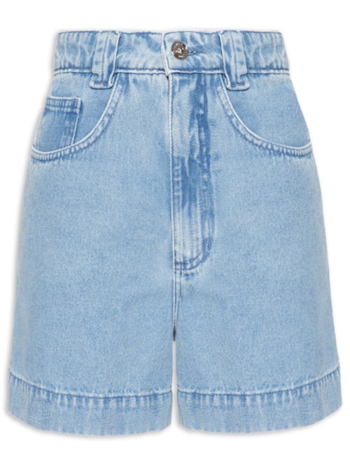 Short Feminino Jeans Bolsos Matelassê – Azul
