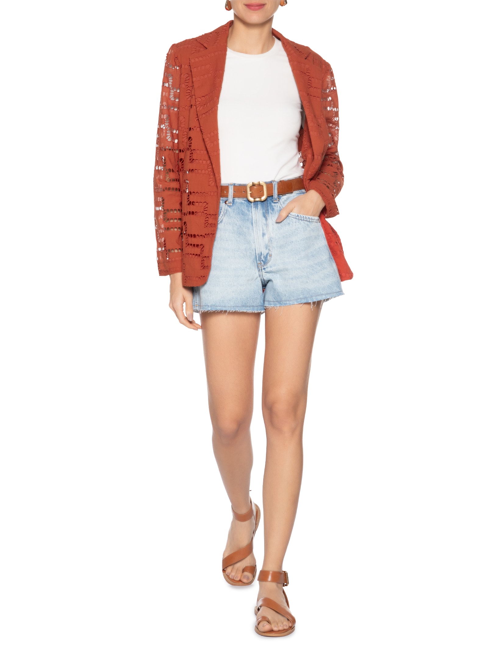 Short Feminino Jeans Box Barra Fio Azul Animale