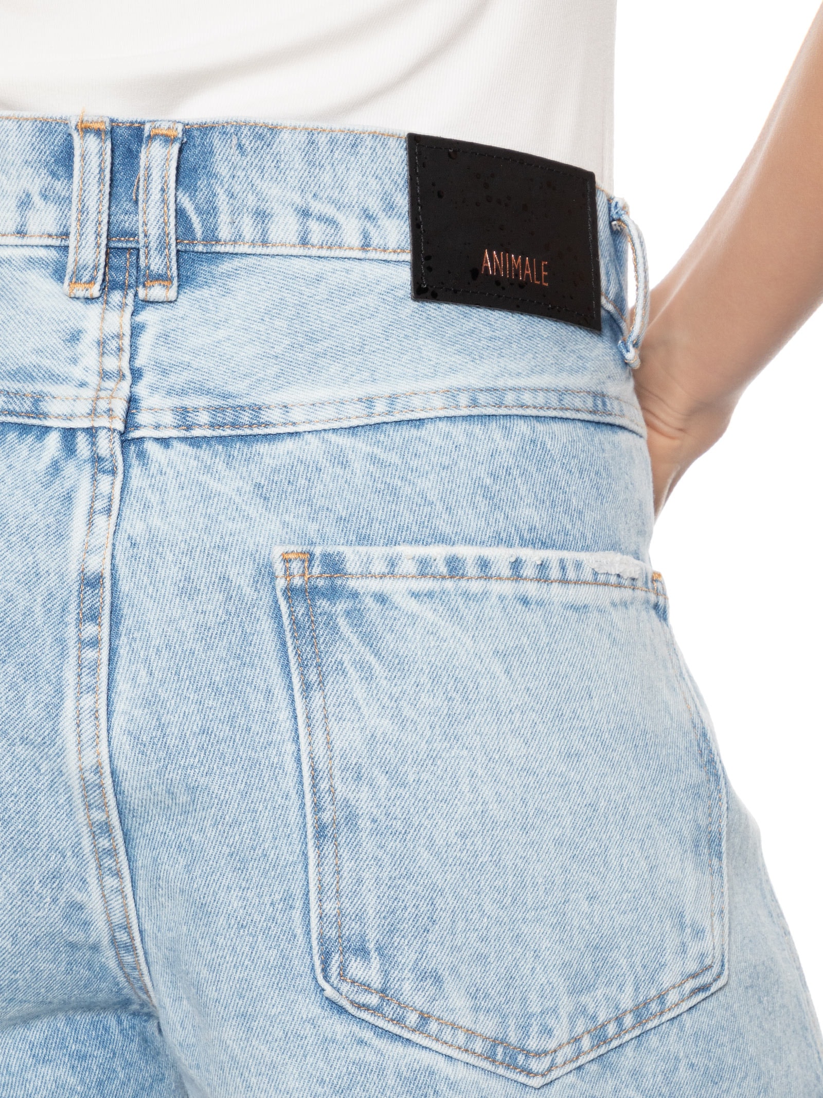 Short Feminino Jeans Box Barra Fio Azul Animale