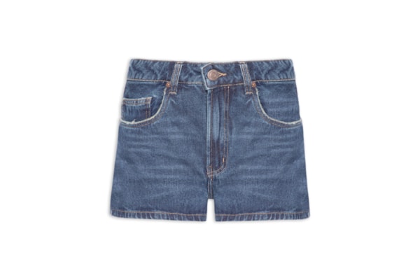 Short Feminino Jeans Box Cintura Média New Basic - Azul
