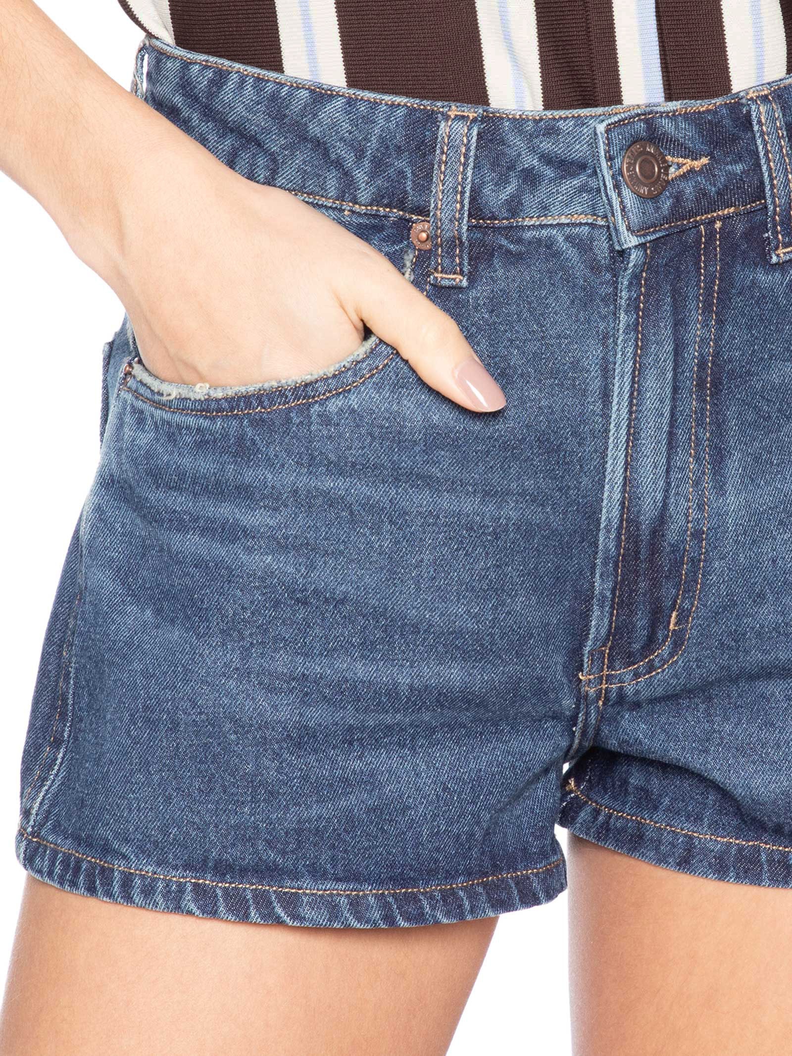 Short Feminino Jeans Box Cintura Média New Basic Azul Animale Jeans