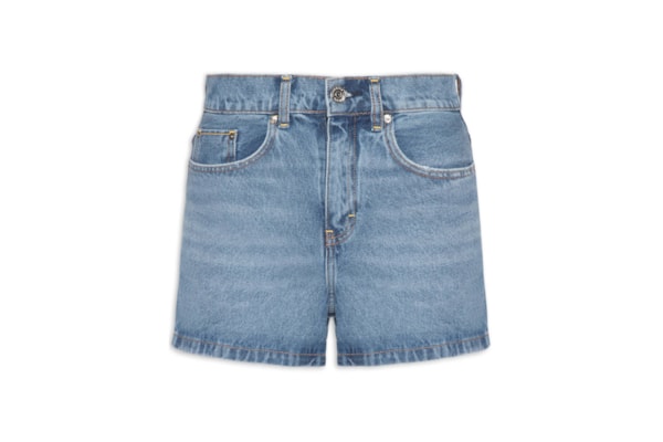 Short Feminino Jeans Box Detalhe Costura - Azul