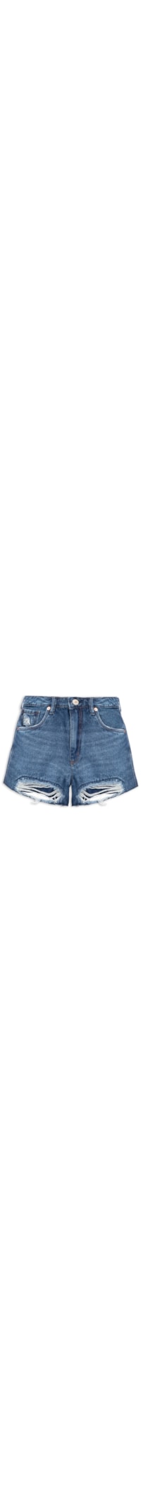 Short Feminino Jeans Box Detalhe Patch - Azul