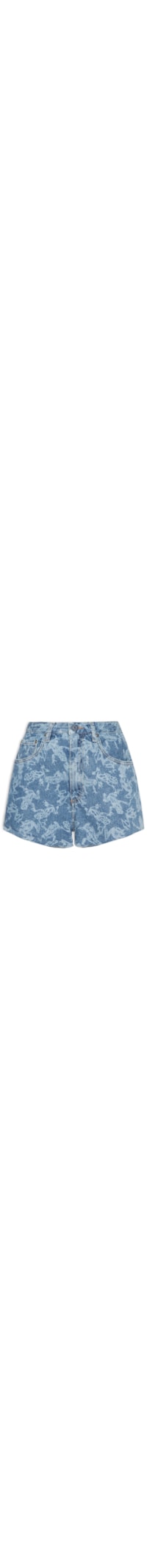 Short Feminino Jeans Box Estampa Frog - Azul