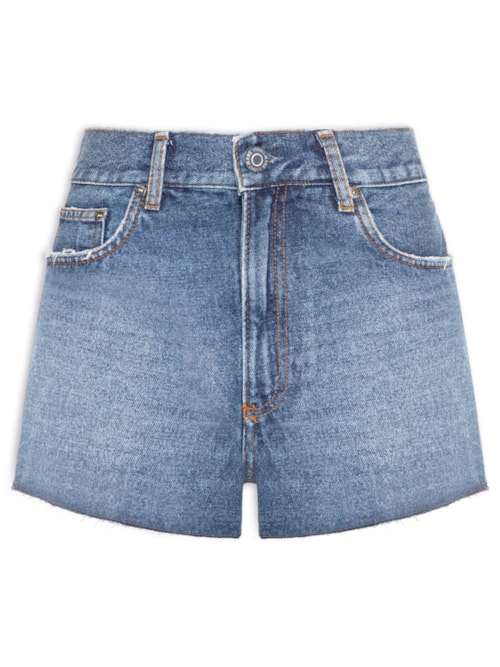 Short Feminino Jeans Boy Barra Fio New Basic - Azul