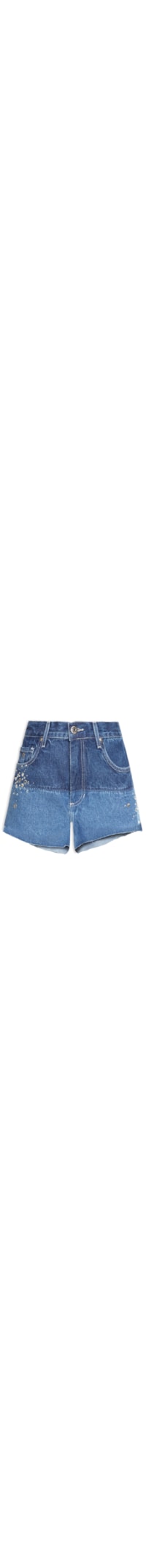 Short Feminino Jeans Boy Recorte E Hot Fix - Azul