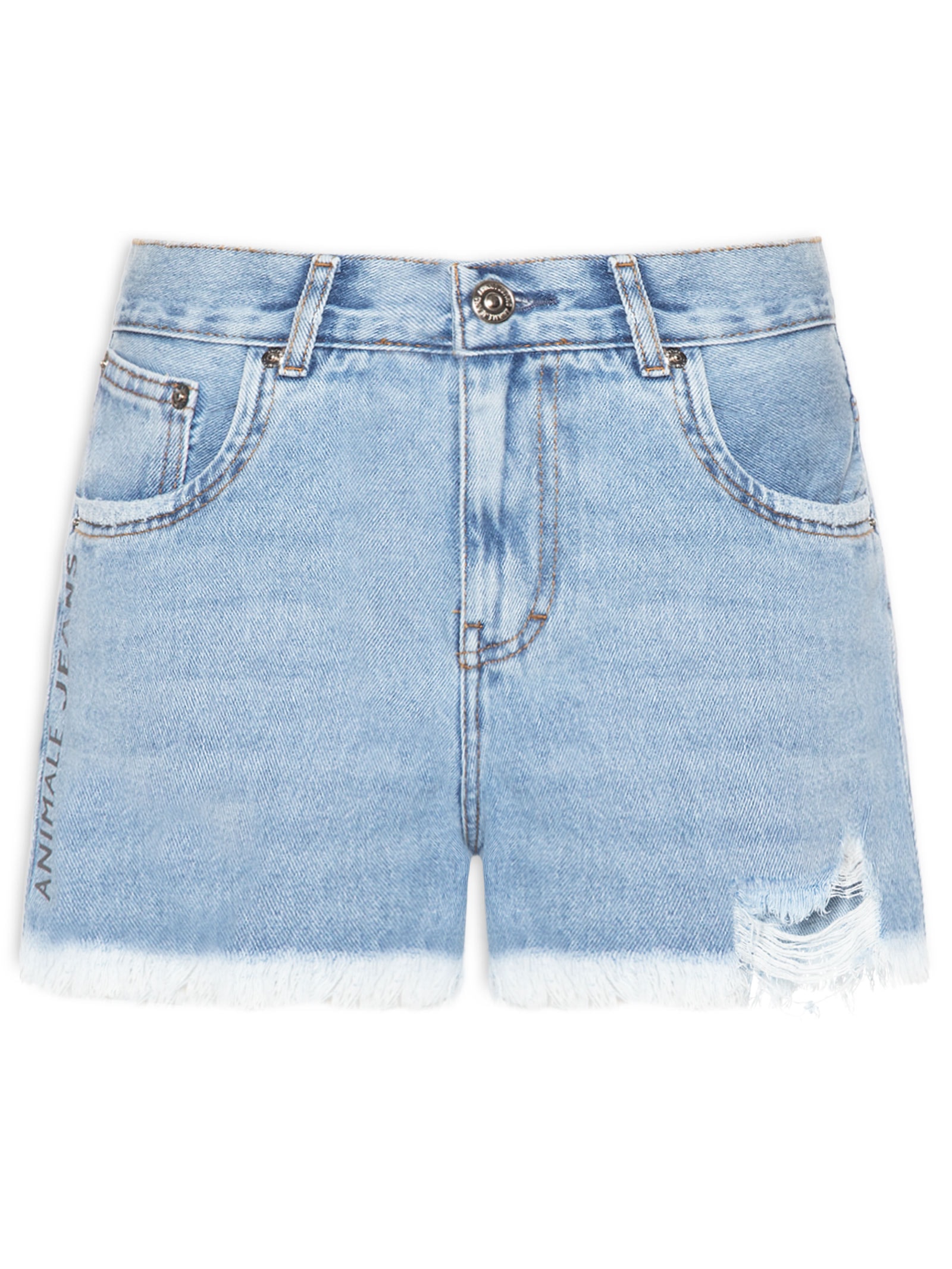 Short Feminino Jeans Boy Silk Metalizado Azul Animale Jeans