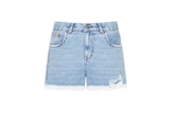 Short Feminino Jeans Boy Silk Metalizado - Azul
