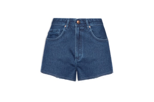 Short Feminino Jeans Cintura Média - Azul