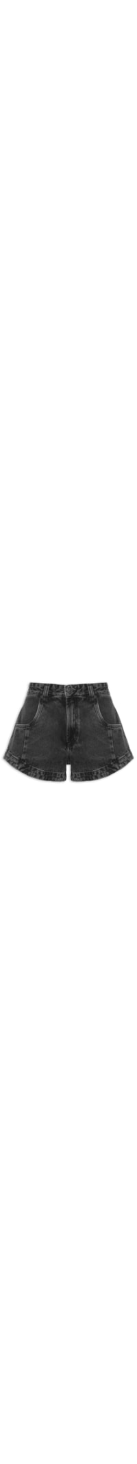 Short Feminino Jeans Cintura Média Barra Larga - Preto