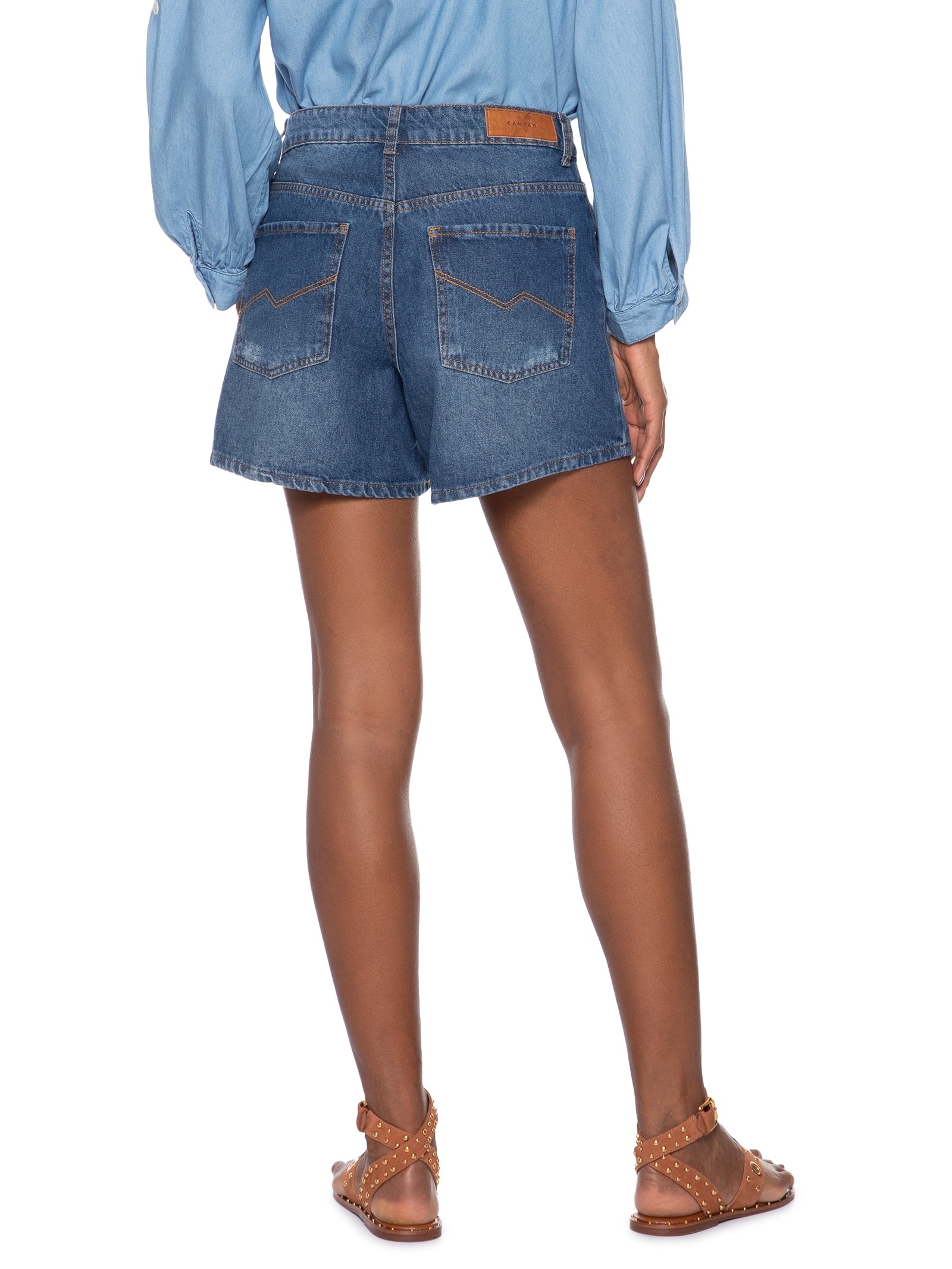 Short Feminino Jeans Classic Azul Cantão