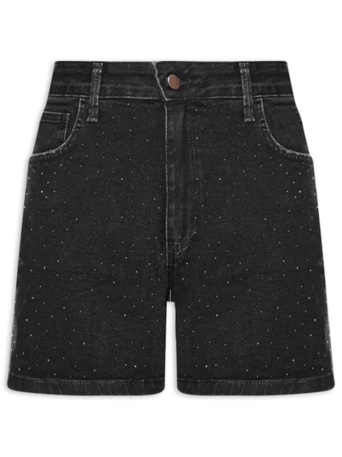 Short Feminino Jeans Com Bolso - Preto