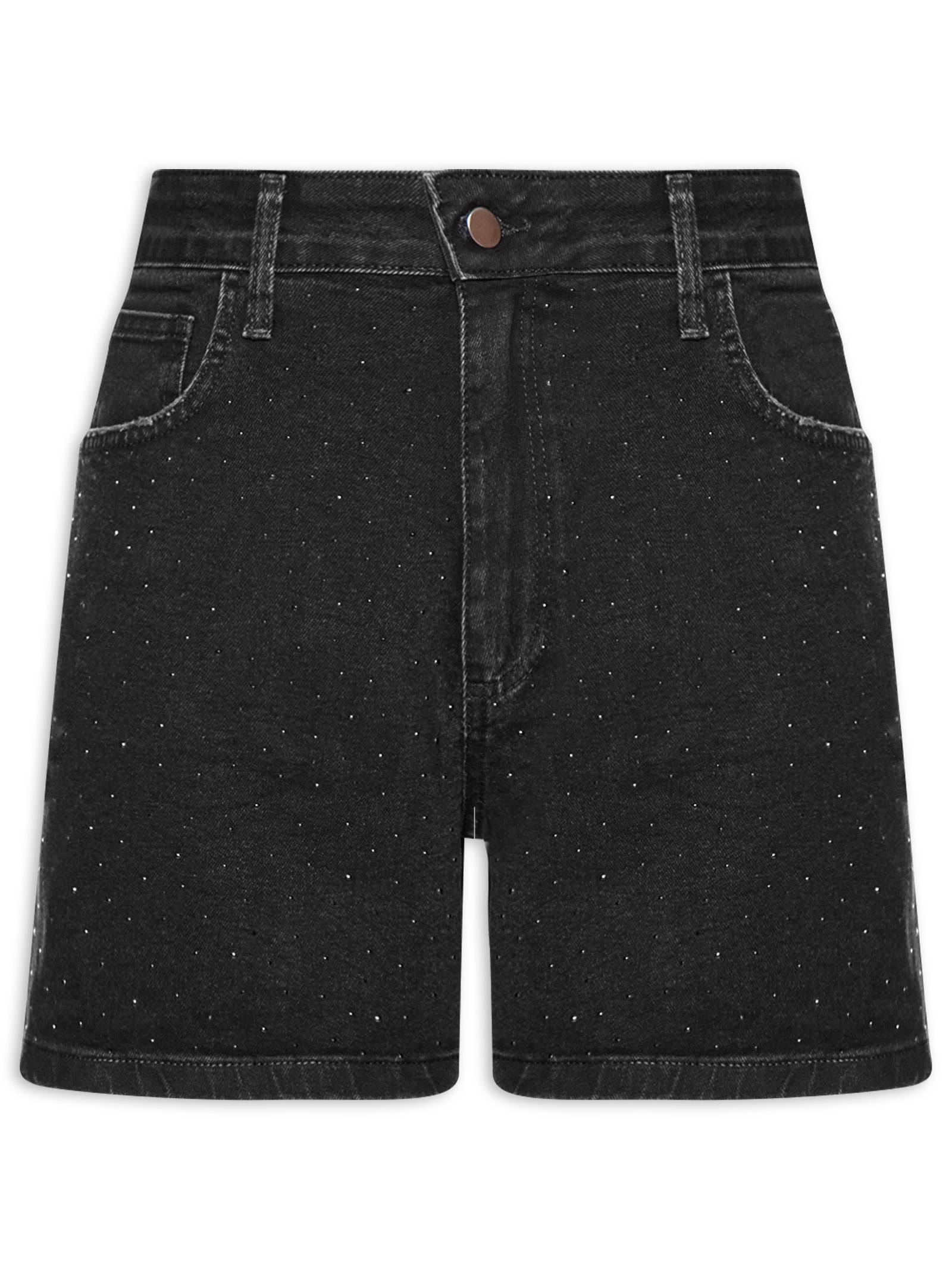 Short Feminino Jeans Com Bolso Preto Basiq