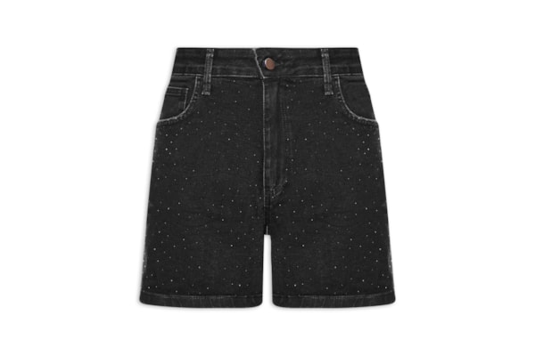 Short Feminino Jeans Com Bolso - Preto