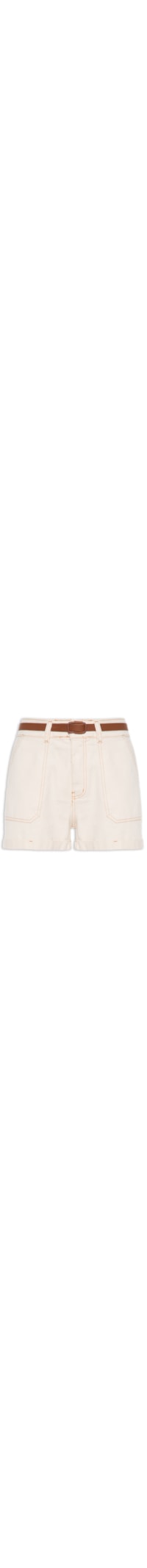 Short Feminino Jeans Com Cinto - Off White