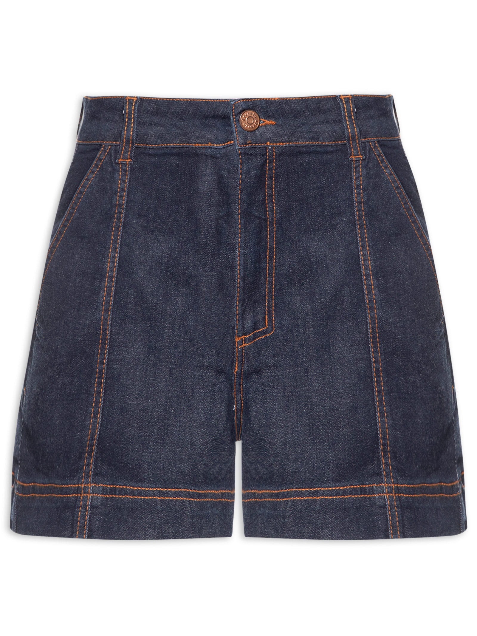 Short Feminino Jeans Confort Detalhe Pesponto Azul Dress To