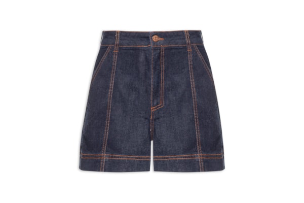 Short Feminino Jeans Confort Detalhe Pesponto - Azul