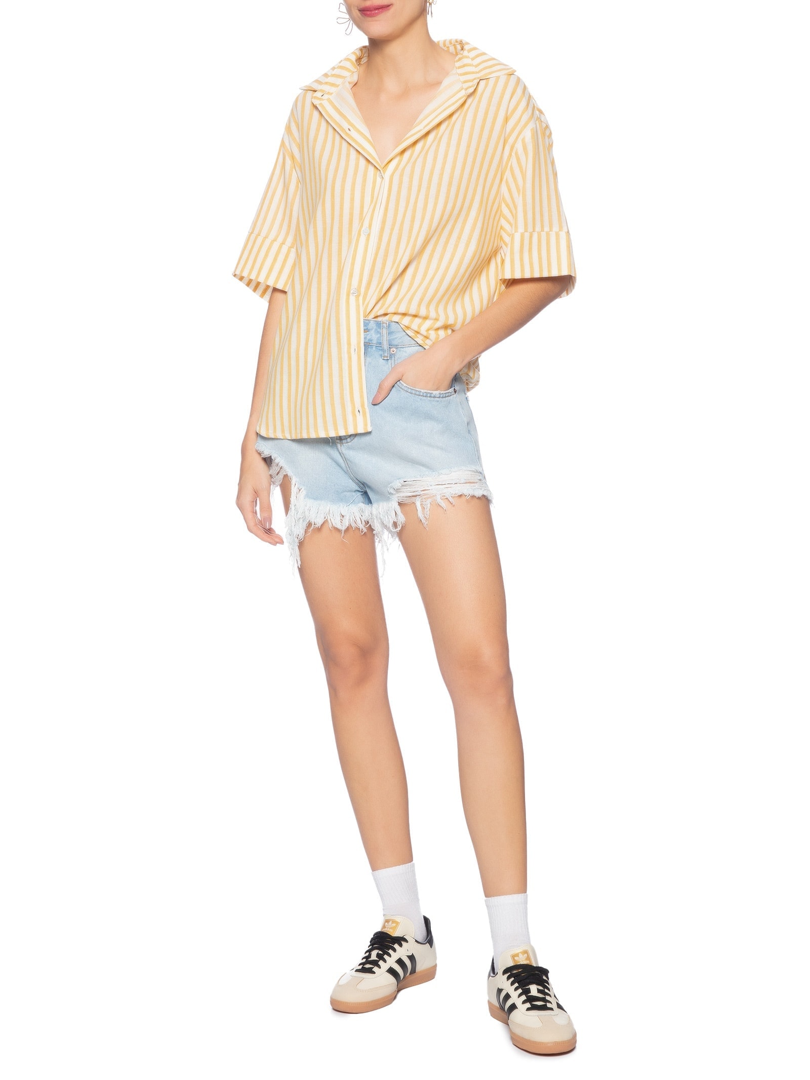 Short Feminino Jeans Curva Claro Azul  Farm