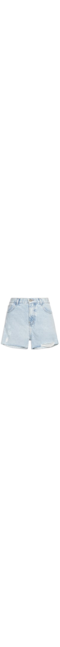 Short Feminino Jeans Destroyed Barra A Fio - Azul