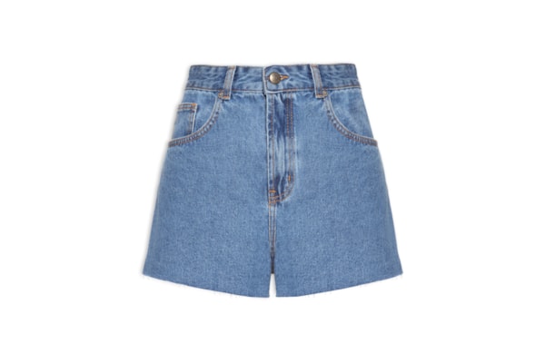 Short Feminino Jeans Evasê - Azul
