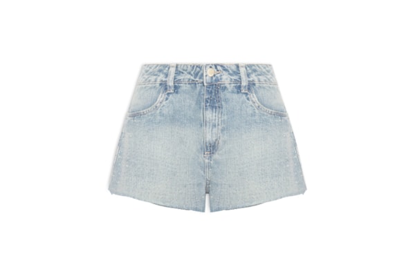 Short Feminino Jeans Flare Cintura Média - Azul