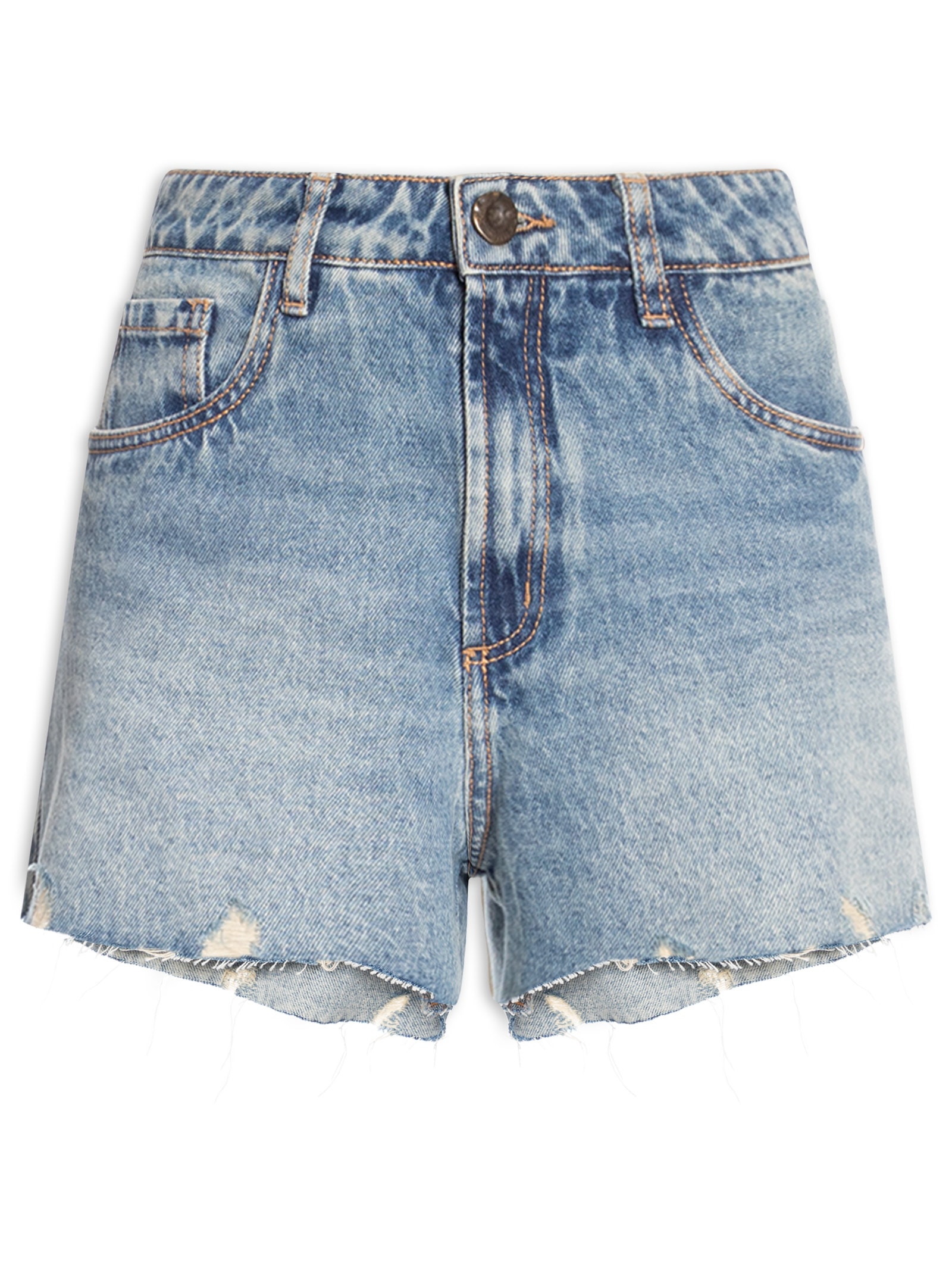 Short Feminino Jeans Grandfather Cintura Média Azul Lança Perfume