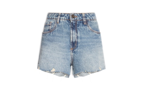 Short Feminino Jeans Grandfather Cintura Média - Azul