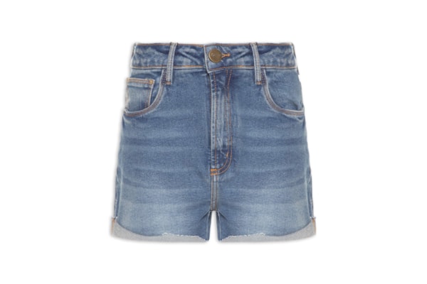 Short Feminino Jeans Hot Pants Super High - Azul