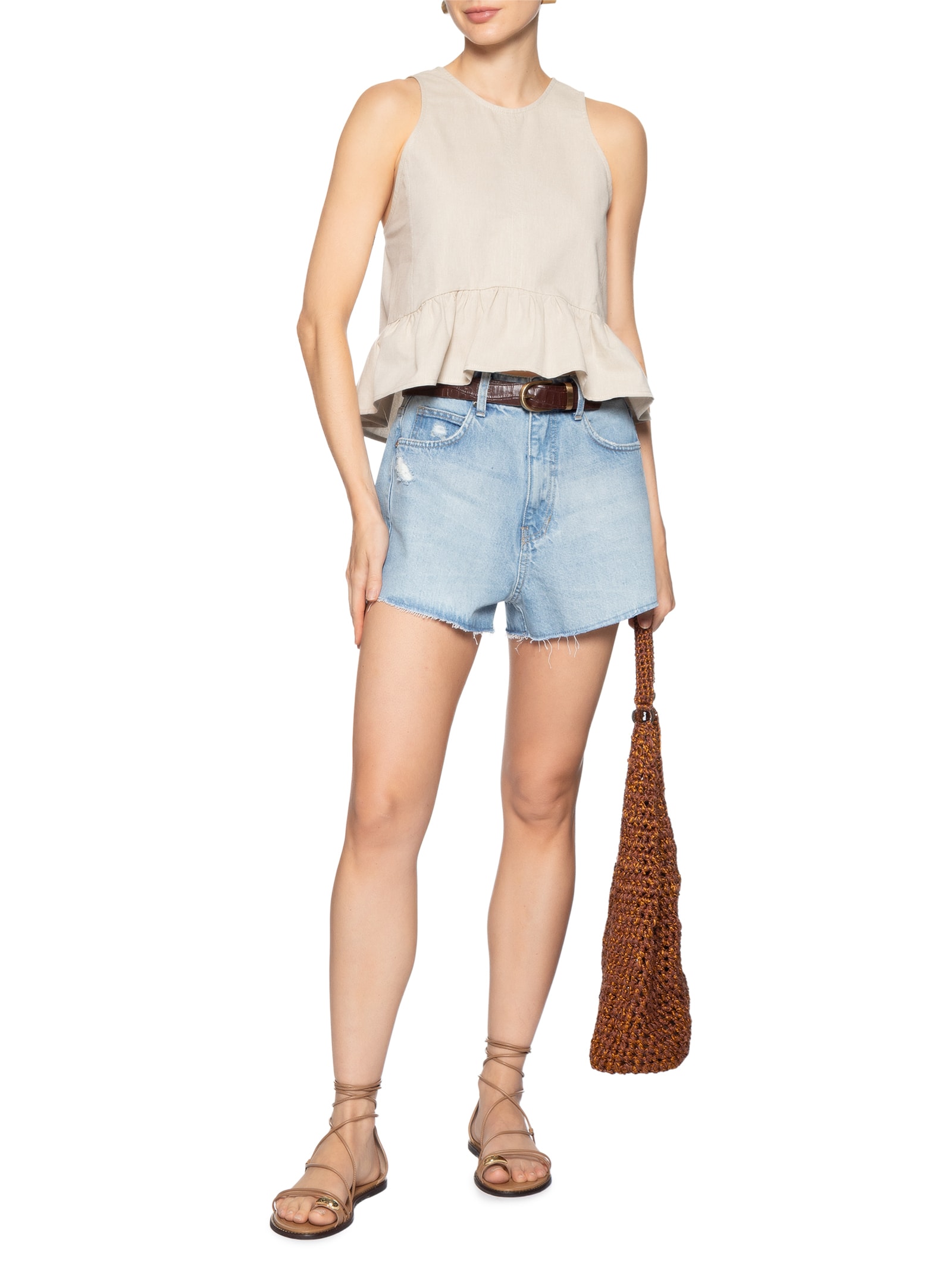 Short Feminino Jeans Light Wash Azul Animale