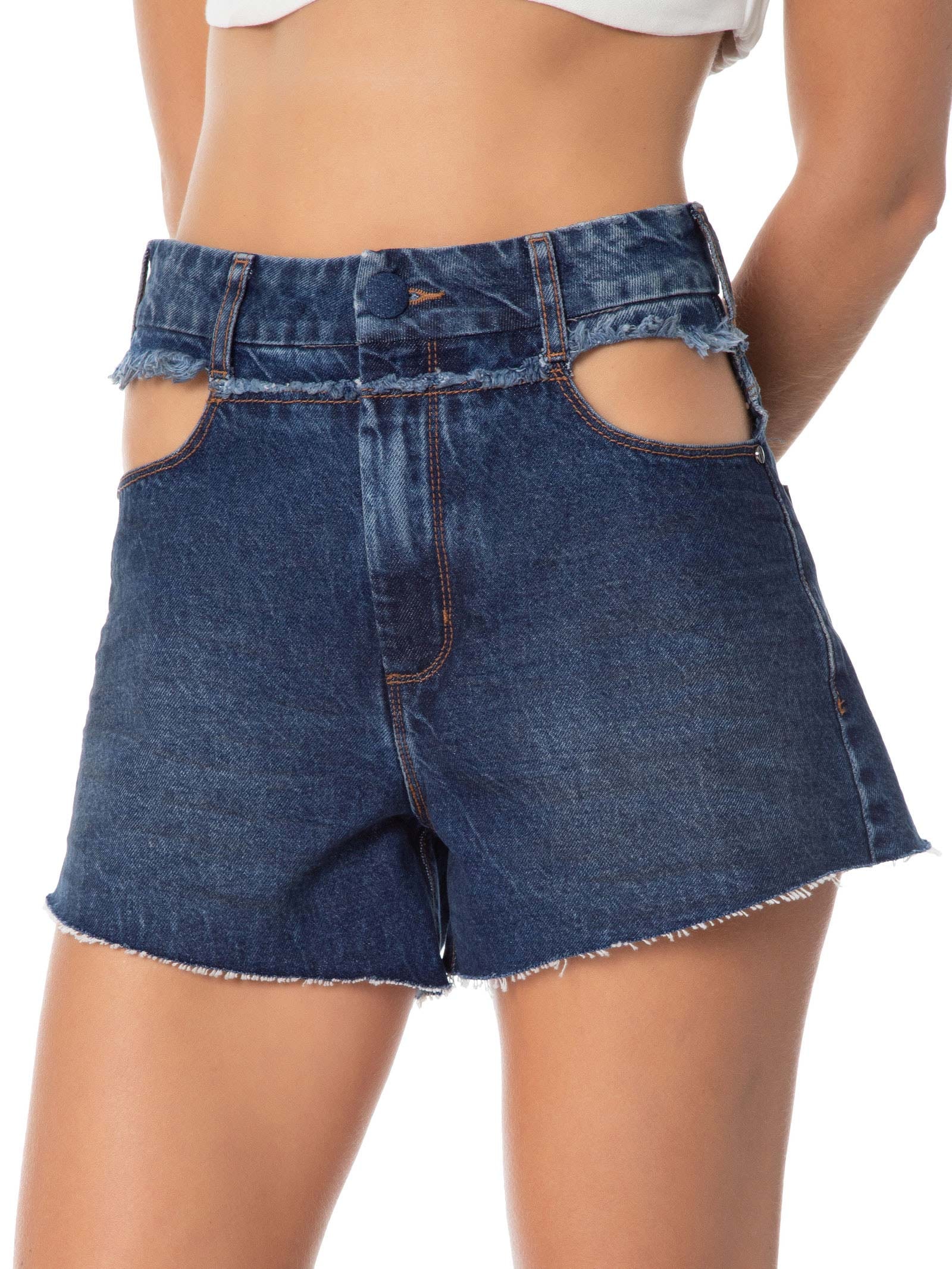 Short Feminino Jeans Mia Azul Open