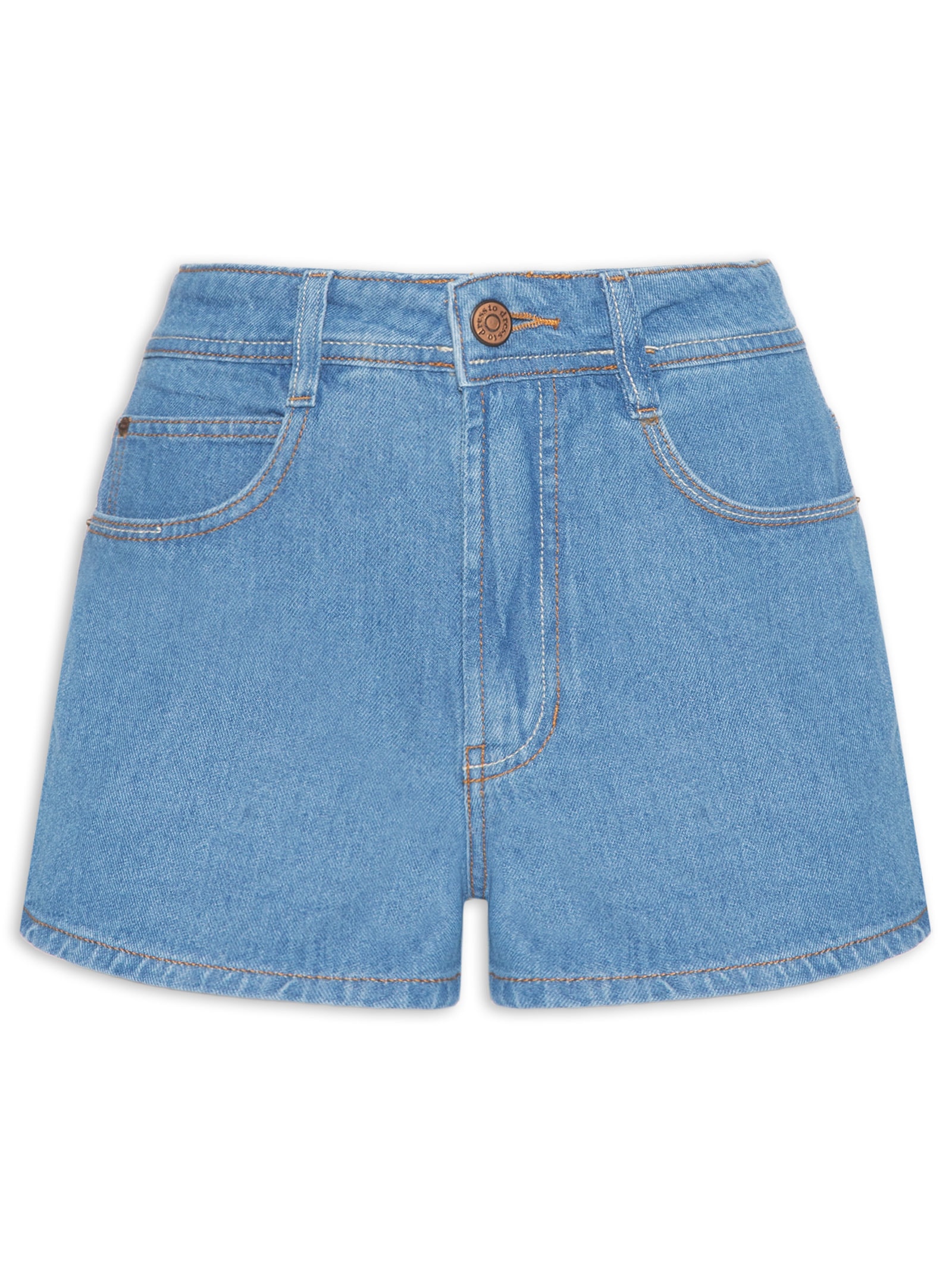 Short Feminino Jeans Mix Pespontos Azul Dress To