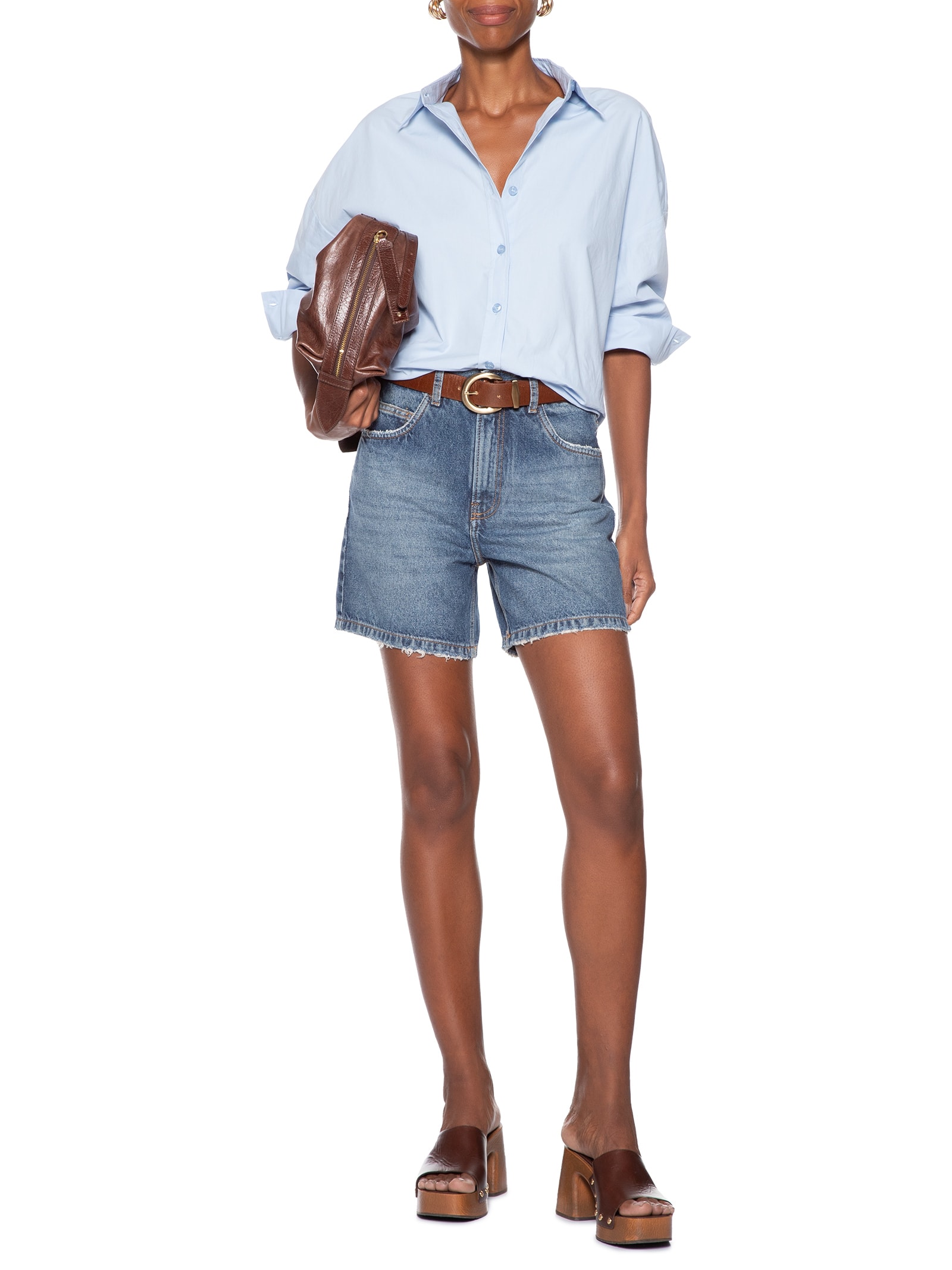 Short Feminino Jeans Mom Fit Pence New Basic Azul Animale Jeans