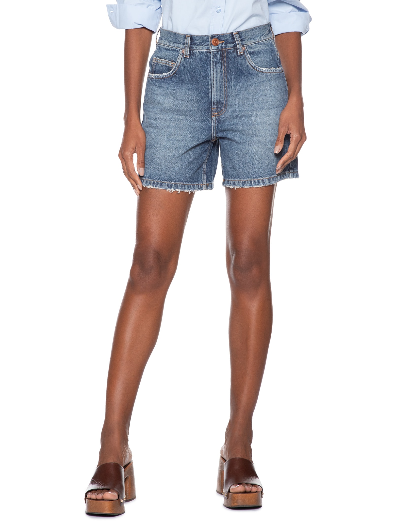 Short Feminino Jeans Mom Fit Pence New Basic Azul Animale Jeans