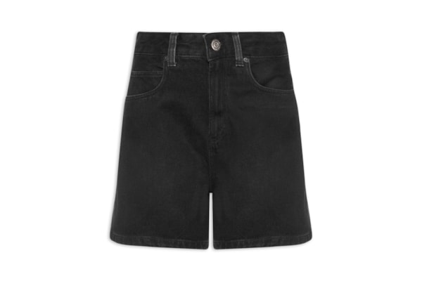 Short Feminino Jeans Mom Pence Costas New Basic – Preto