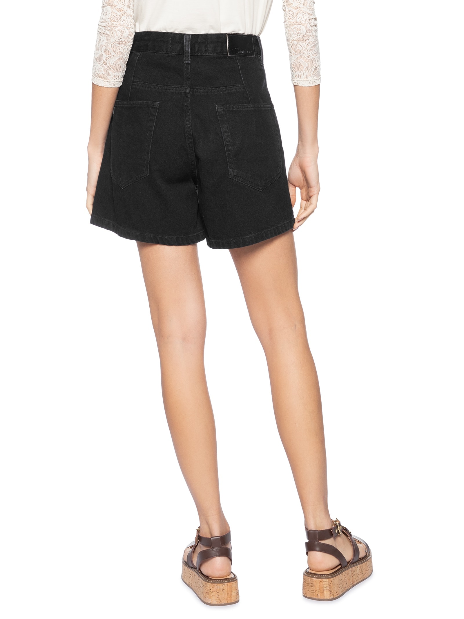 Short Feminino Jeans Mom Pence Costas New Basic – Preto Animale Jeans