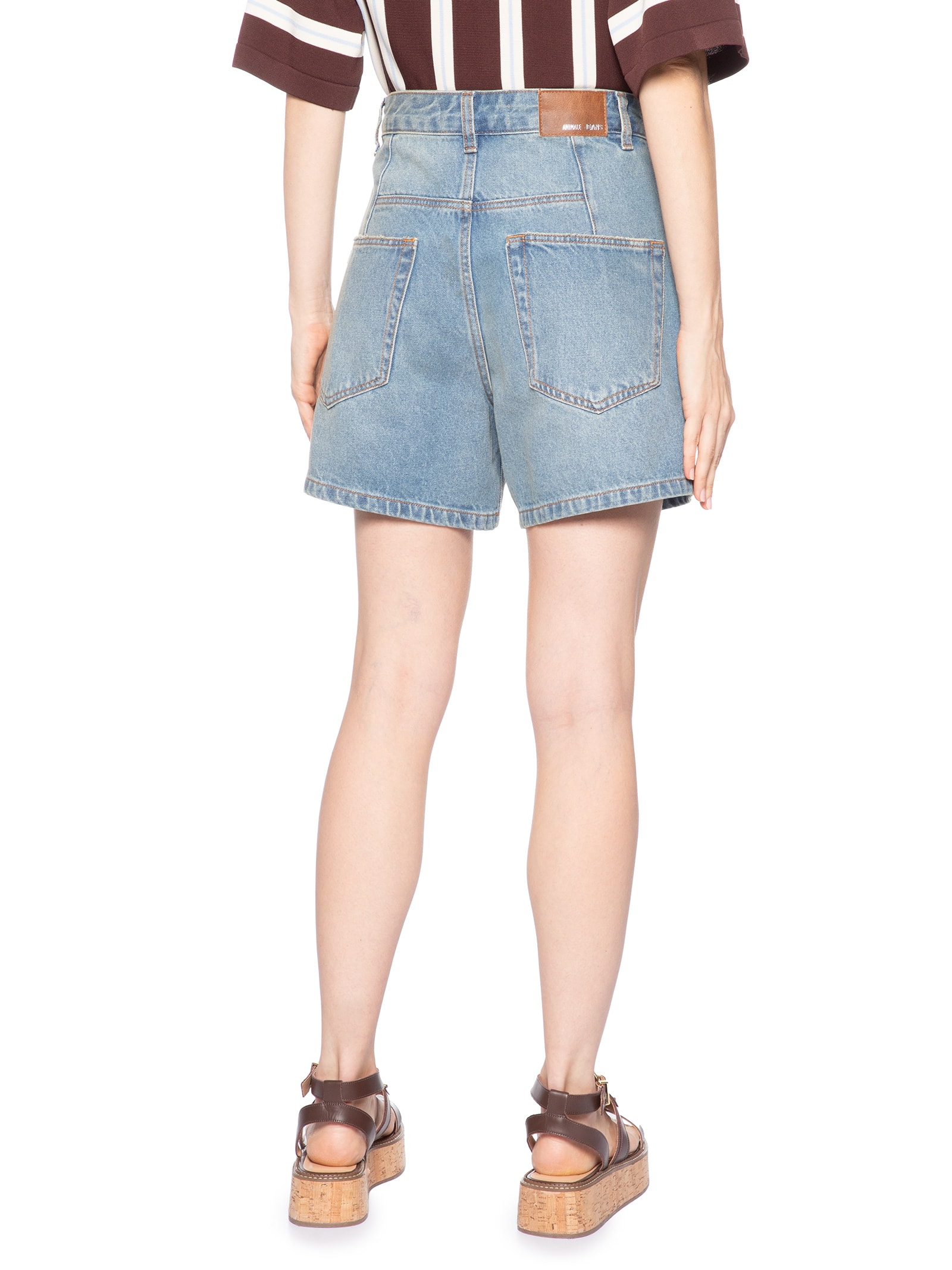 Short Feminino Jeans Mom Pence Costas New New Basic Azul Animale Jeans