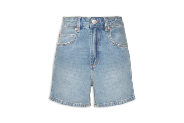 Short Feminino Jeans Mom Pence Costas New New Basic – Azul