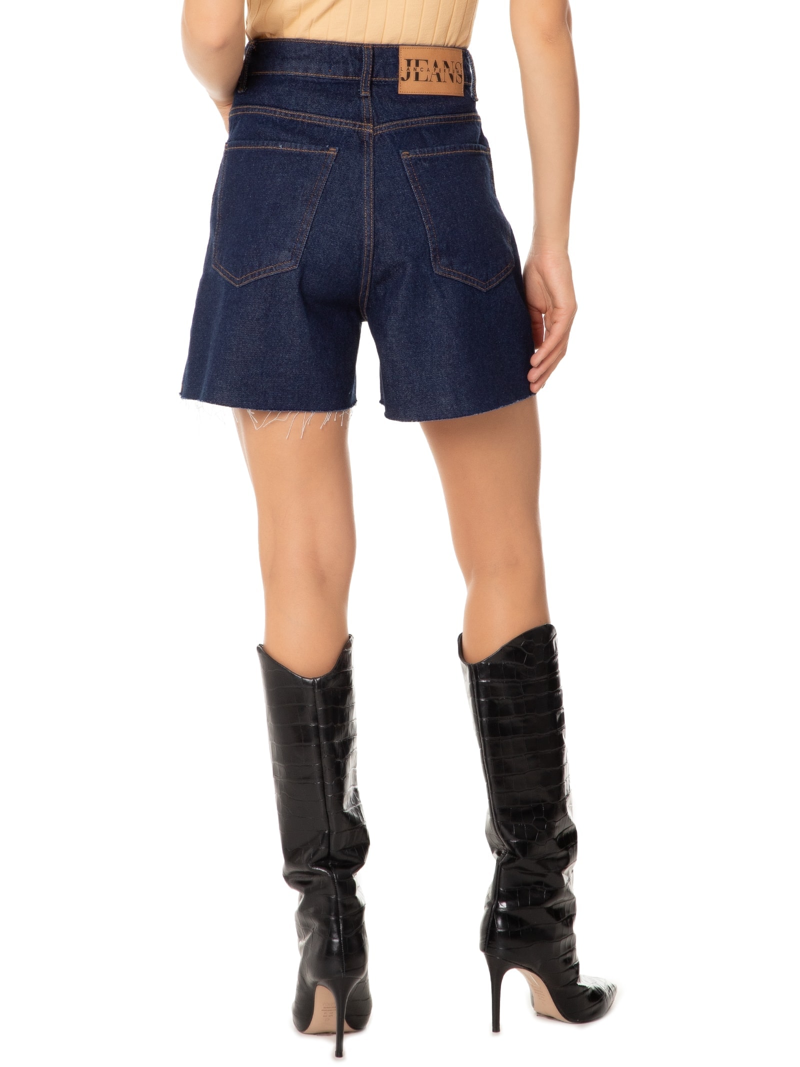 Short Feminino Jeans Mom Super High Azul Lança Perfume
