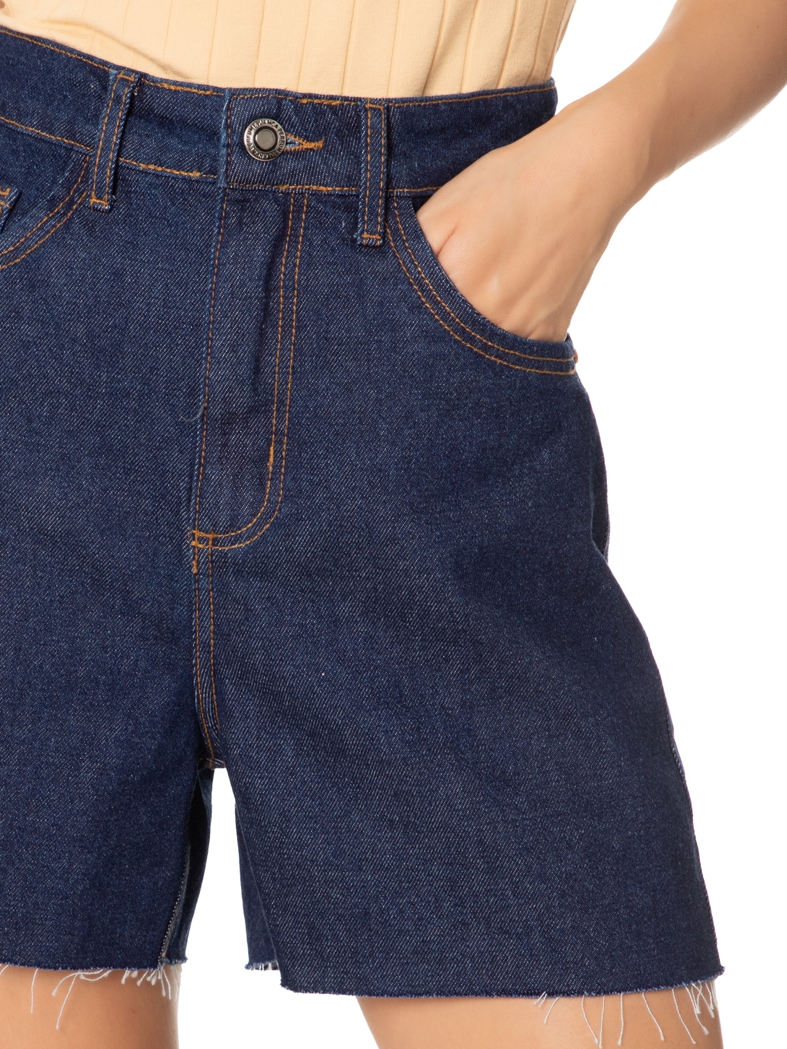 Short Feminino Jeans Mom Super High Azul Lança Perfume