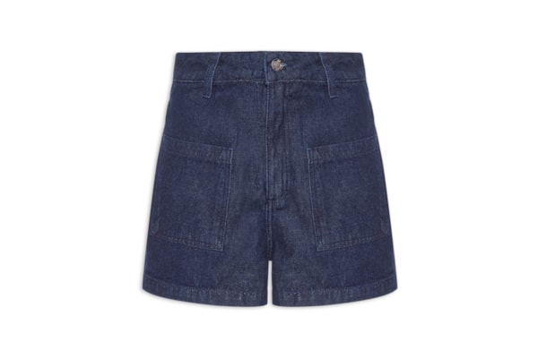 Short Feminino Jeans Mom Super High - Azul